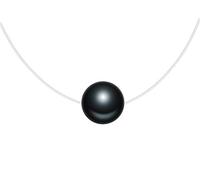 MIcVivien Mujer Cadena de nailon transparente collares con colgante sola perla 8 mm, collar con pendiente de plata de ley 925 / Línea de pesca invisible Choker Collar