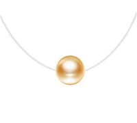 MIcVivien Mujer Cadena de nailon transparente collares con colgante sola perla 8 mm, collar con pendiente de plata de ley 925 / Línea de pesca invisible Choker Collar