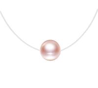 MIcVivien Mujer Cadena de nailon transparente collares con colgante sola perla 8 mm, collar con pendiente de plata de ley 925 / Línea de pesca invisible Choker Collar