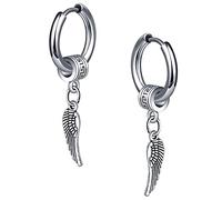 MicVivien Pendientes de Aro con Colgantes de Alas de Pluma/Ancla/Hoja de Arce Acero Inoxidable para Hombre Mujer Aretes de Aro con Colgante Piercing de Orejas Joyerías Modernas
