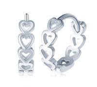 MicVivien Pendientes Plata Ley 925 Pendientes Aro Corazones, Pendientes de Aro Pequeños Hipoalergénico Huggie Aros Joyería de Moda para Mujeres Niña