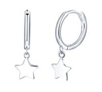 MicVivien Plata de Ley 925 Pendientes de Aro con Cruz/Corazón/Estrella/Luna para Mujer Niña Chica, Aretes Criollas Aros de Plata con Colgante Hipoalergénico