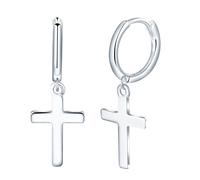 MicVivien Plata de Ley 925 Pendientes de Aro con Cruz/Corazón/Estrella/Luna para Mujer Niña Chica, Aretes Criollas Aros de Plata con Colgante Hipoalergénico
