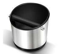 MICXNIC Recipiente para portafiltros de acero inoxidable, 1,2 L, redondo, antideslizante, Knock Box para Ninja Sage, recipiente para posos de café, color plateado