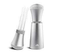 MICXNIC Wdt Tool, herramienta Wdt de aleación de aluminio con soporte, distribuidor de café de acero inoxidable de 0,3 mm de grosor, 7 agujas para barista, plateado (3 agujas de repuesto)