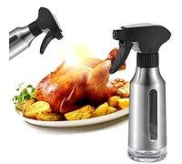 Micyples Pulverizador de aceite para cocinar, rociador de aceite de oliva de acero inoxidable para freidora de aire, boquilla negra, botellas dispensadoras de reducción de grasa, olla de pulverización
