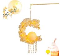 Mid Autumn Festival Lanterns, Handheld Rabbit Mooncake Lantern Craft Kits, 9.45 Inches Portable and Lightweight, Light-Up Holiday Decorations for Kids & Adults Home Party Celebration