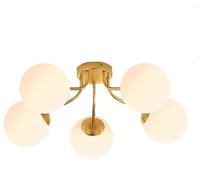 Mid Century Chandelier Pendant Lights Glass Globe Ceiling Hanging Light Fixture with White Shade Linear
