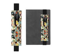 Mid-Century Modern Art Cat - Soporte de piel ajustable para bolígrafos, cuadernos, calendarios, tableta, banda elástica y soporte para lápices