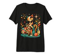 Mid Century Modern Cat Knitting Yarn Crochet Lover Camiseta Premium