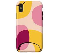 Mid Century Modern Circles Geometric Pink Yellow Shapes Carcasa para iPhone X/XS