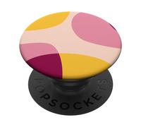 Mid Century Modern Circles Geometric Pink Yellow Shapes PopSockets PopGrip Adhesivo