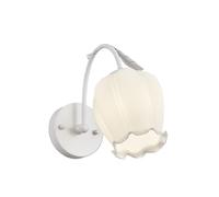 Mid Century Modern Floral Glass Wall Sconce - Nordic Creativity French Cream Wind Design - Elegant White Flower Branch Lamp - Perfect for Hallways, Bedrooms, Dining Rooms, Aisles, Balconies, & Stairs