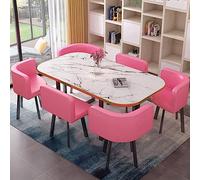 Mid Century Modern - Juego de mesa de comedor y bar de 7 piezas para 6 muebles de cocina y restaurante para sala de estar, mesa rectangular (90 x 150 cm)