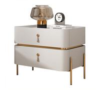 Mid Century Modern Nightstand Contemporary White Bedside Table with Metal Legs 2 Storage Drawers Stylish End Table for Living Room & Bedroom 50x40x50cm (19.6x15.7x19.6in)