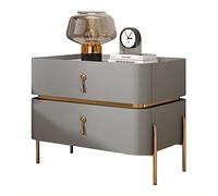 Mid Century Modern Nightstand - Mesa de cama con patas de metal y 2 cajones de almacenamiento, mesa lateral de color gris claro para dormitorio y sala de estar (17,7 x 15,7 x 19,6 pulgadas)