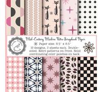 Mid-Century Modern Retro Scrapbook Paper: Vintage Craft Pad, 1950's and 1960's Theme, Cats, Stars, Old Records, Double Sided for Papercrafts (Junk ... Kids Crafts, Origami, Gift Decorating)
