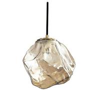 Mid Century Modern Smoke Grey Glass Pendant Light Fixture Vintage Industrial Ceiling Hanging Lamp Kitchen Island Ice Amber Blown Small Chandelier(Amber-15cm)