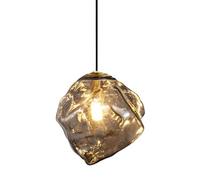 Mid Century Modern Smoke Grey Glass Pendant Light Fixture Vintage Industrial Ceiling Hanging Lamp Kitchen Island Ice Amber Blown Small Chandelier(Smoky Gray-15cm)