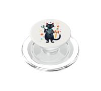 Mid Century Modern Space Cat Mechanic Retro Rocket PopSockets PopGrip para MagSafe