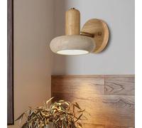 Mid Century Modern Warm light Wall Sconce Nordic Natural Stone Marble Lamp Vintage Japanese Yellow Travertine Light for Farmhouse Living Room Hallway Bedside Lighting