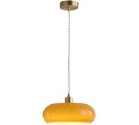 Mid Century Pendant Light - Vintage Drum Chandelier with Orange Glass, Coastal Style Ceiling Fixture for Bedroom, Kitchen Island, Restaurant, Coffee Shop, Porch