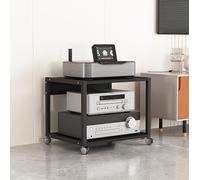 Mid-Century - Soporte de medios para audiovisual, consola de juegos y DVD, elegante estante de esquina para sala de estar y configuración de juegos, soporte ideal para tocadiscos