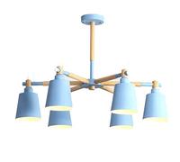 Mid Century Woodwork Pendant Light Nordic 's Room Sputnik Chandelier Color Metal Branches Hanging Lamp Ceiling Light Fixtures for Dining Room Bedroom Living Room (Color : Blue, Size : 6-Ligh