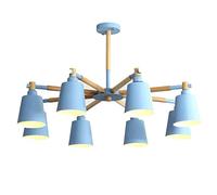 Mid Century Woodwork Pendant Light Nordic 's Room Sputnik Chandelier Color Metal Branches Hanging Lamp Ceiling Light Fixtures for Dining Room Bedroom Living Room (Color : Blue, Size : 8-Ligh