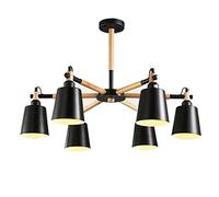 Mid Century Woodwork Pendant Light Nordic 's Room Sputnik Chandelier Color Metal Branches Hanging Lamp Ceiling Light Fixtures for Dining Room Bedroom Living Room (Color : Black, Size : 6-lig