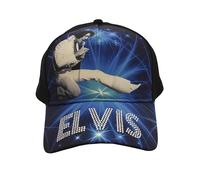 Mid-South Products - Gorra Elvis Presley, Azul con diamantes de imitación, talla única