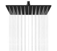 Midanya Cabezal de ducha de lluvia de 10 pulgadas, color negro mate, 25,4 cm, cuadrado, acero inoxidable, cabezal de ducha de alta presión, cabezal de ducha de lluvia de 1/16 pulgadas, cascada