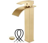 Midanya - Grifo mezclador para lavabo de baño, con tapa pop-up alto, dorado cepillado