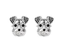 Midari Pendientes de tuerca de plata de ley 925 con diseño de perro, regalo para mujeres, amantes de los cachorros, San Valentín, Halloween, Navidad, Plata de ley, Sin piedra preciosa
