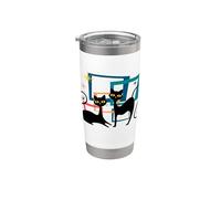 Midcentury Cats Mid Century Retro Atomic Age Space Kitten Vaso térmico de acero inoxidable de doble pared