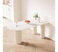 MidCentury - Mesa de comedor rectangular moderna de 47 pulgadas para 4 muebles de cocina y comedor con parte superior de pizarra blanca crema, ideal para desayuno, rincón, bar y sala de estar