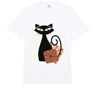 Midcentury Mid Century Cat Retro Atomic Age Modern Floral Comfort Colors Adult Heavyweight T-Shirt
