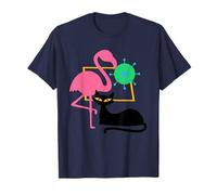 Midcentury Mid Century Flamingo and Cat Stardust Modern Camiseta