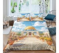 Middle Eastern Architecture Funda Edredon Microfibra Suave 3 Piezas Estampado 3D Middle Eastern Architecture Funda de Edredón con Funda de Almohada Transpirable Lavables for niña Single（140x200cm）