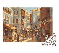 Middle Eastern Bazaar Jigsaw Jigsaw Puzzles 1000 Piezass Recycled Material Oriental Art Adulto Jigsaw Jigsaw Puzzle Developing Niños y Niñas‘s Intelligence Parent Child Game Actividad 38x26cm/100...