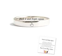 Middle Finger Mantra Ring, Fuck It and Begin Again Inspirational Ring,Funny F*ck it Middle Finger Saying Ring, Friendship Motivational Ring Jewelry Gift for Sisters Best Friend (6,Silver)