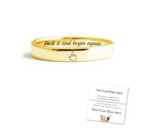 Middle Finger Mantra Ring, Fuck It and Begin Again Inspirational Ring,Funny F*ck it Middle Finger Saying Ring, Friendship Motivational Ring Jewelry Gift for Sisters Best Friend (7,Gold)