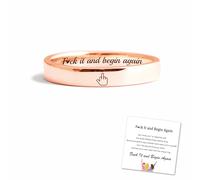 Middle Finger Mantra Ring, Fuck It and Begin Again Inspirational Ring,Funny F*ck it Middle Finger Saying Ring, Friendship Motivational Ring Jewelry Gift for Sisters Best Friend (7,Rose)