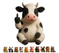 Middle Finger Plush Animal Toy,Attitude Finger Plush Animal, Highland Cow,Funny Soft Animals,Stress Relief Decor Gift,Unique Gifts for Home Office Decor-F