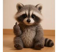 Middle Finger Plush, Conoce Al Escuadrón de Actitud: Pequeños Rebeldes de Felpa con SASS y Acurrucados, Bolsillo Little Raccoon
