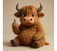 Middle Finger Plush, Conoce Al Escuadrón de Actitud: Pequeños Rebeldes de Felpa con SASS y Acurrucados, Bolsillo Highland Cattle