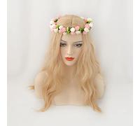 Middle Part Anime Golden Blonde Long Wavy Wig Synthetic Hair Princess Carol Cosplay Party Wigs For Women