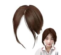 Middle Part Bangs - Extensiones de pelo sintético con clip con aspecto natural | Bangs falsos resistentes al calor para mujeres y niñas, accesorio de pelo ligero e invisible para uso diario o cosplay