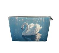 Middle Reaches of Goose River - Bolsa de cosméticos para mujer, de piel, portátil, de gran capacidad, con cremallera, bolsa de almacenamiento, Gold, Talla única