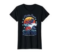 Middles Beach Surfing for Men Retro 70s Vintage Sunset Surf Camiseta gráfica económica, Mujer, Negro, L